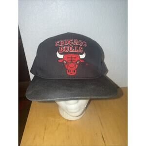 Vintage Chicago Bulls Hat Black 90s Snap Back NBA Basketball Sports Jordan